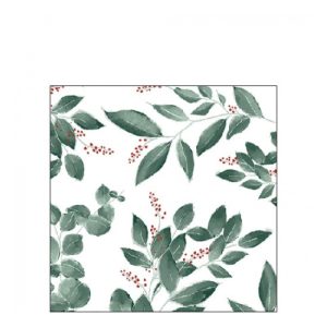 AMB.12518046 Leaves and berries white papírszalvéta 25x25cm, 20db-os