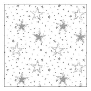 AMB.33316736 Night sky silver/white papírszalvéta 33x33cm, 20db-os