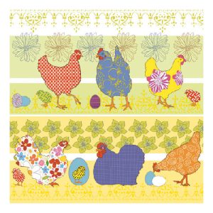 AMB.13306676 Modern Chickens yellow papírszalvéta 33x33cm,20db-os