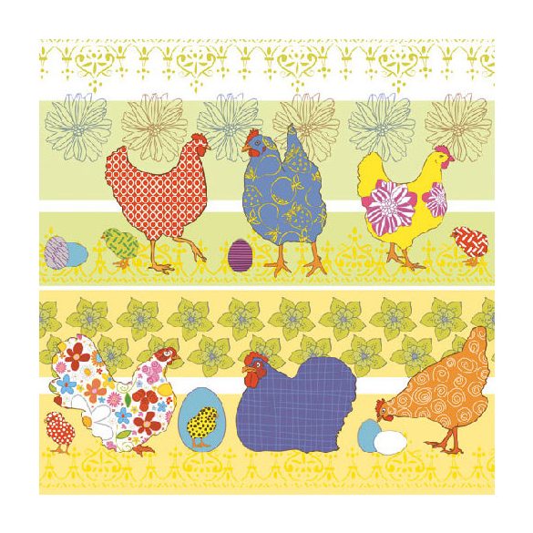 AMB.13306676 Modern Chickens yellow papírszalvéta 33x33cm,20db-os