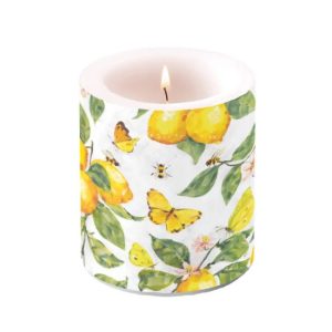 AMB.19320365 Fresh lemons white átvilágítós gyertya 10x10cm