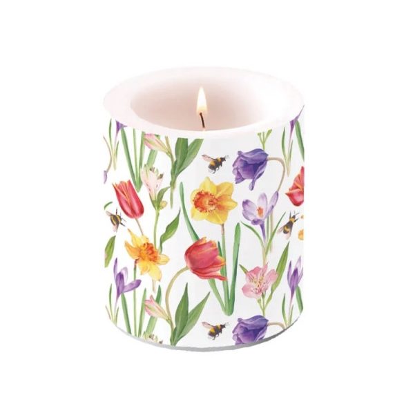 AMB.19320350 Flowers in spring átvilágítós gyertya 10x10cm