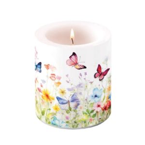 AMB.19320410 Butterflies in field white átvilágítós gyertya 10x10cm