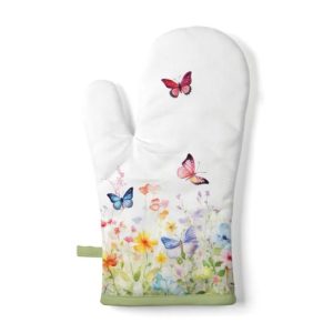 AMB.16420410 Butterflies in field white edényfogó kesztyű 18x30cm, 100% pamut