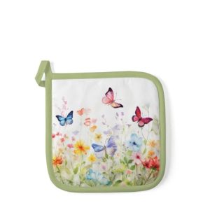 AMB.16520410 Butterflies in field white edényalátét 20x20cm,100% pamut