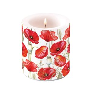AMB.19320415 Poppy all over white átvilágítós gyertya 10x10cm