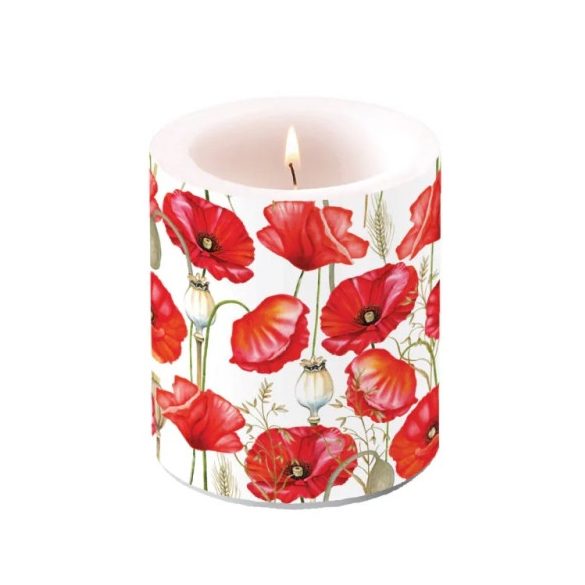 AMB.19320415 Poppy all over white átvilágítós gyertya 10x10cm