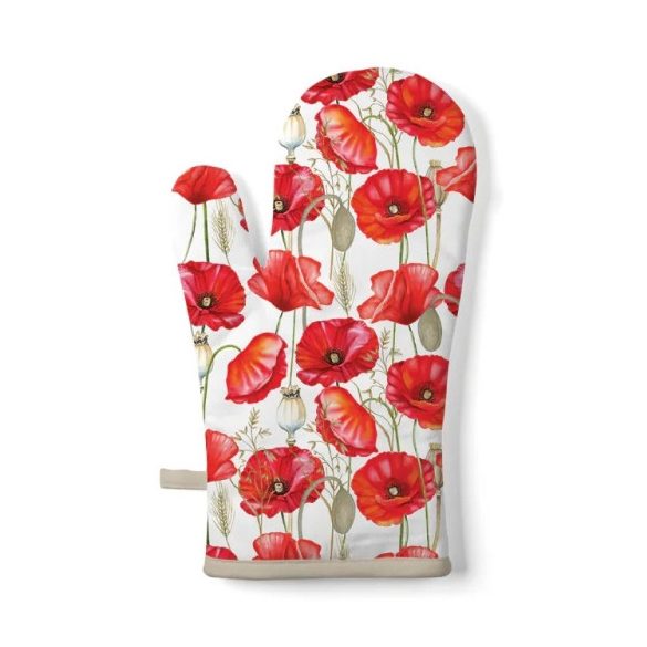 AMB.16420415 Poppy all over white edényfogó kesztyű 18x30cm, 100% pamut