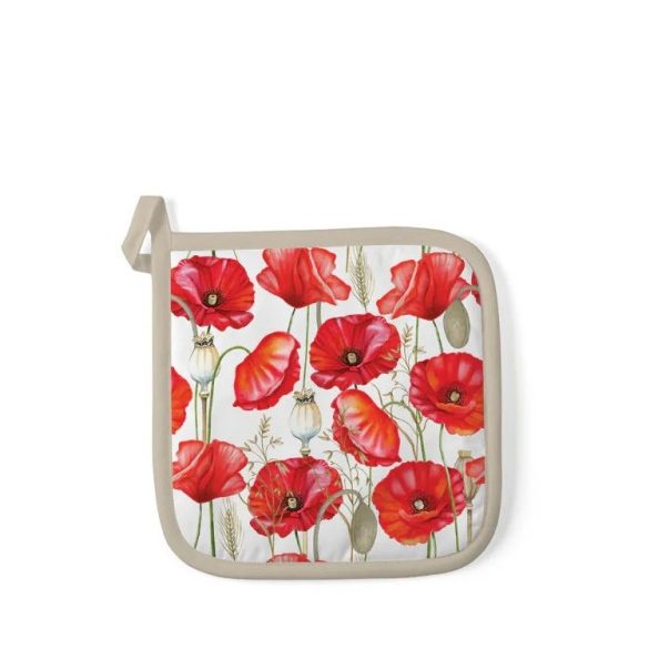 AMB.16520415 poppy all over white edényalátét 20x20cm,100% pamut