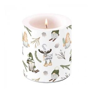 AMB.39320190 Forest gnomes white átvilágítós gyertya 10x10xcm