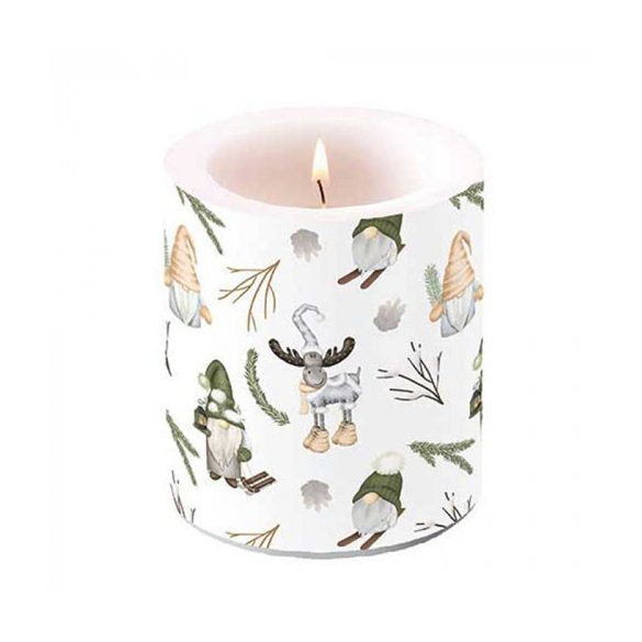 AMB.39320190 Forest gnomes white átvilágítós gyertya 10x10xcm