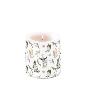 AMB.39220190 Forest gnomes white átvilágítós gyertya 8x7,5cm