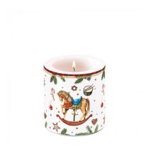   AMB.39220040 Classic rocking horse white átvilágítós gyertya 8x7,5cm