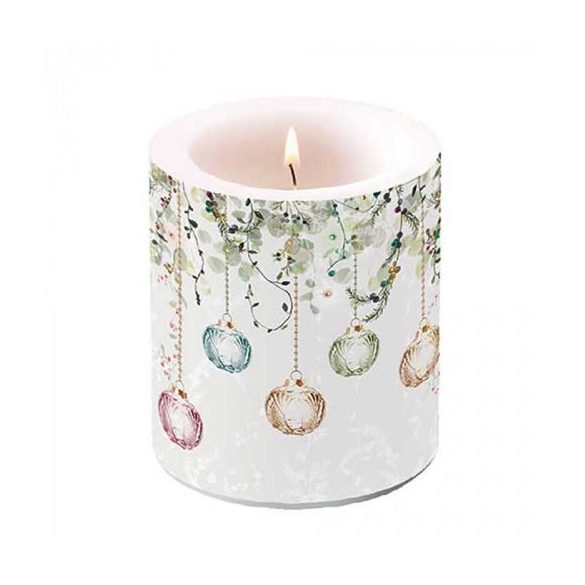 AMB.39319995 Floral Christmas grey átvilágítós gyertya 10x10xcm