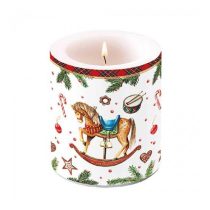   AMB.39320040 Classic rocking horse white átvilágítós gyertya 10x10xcm