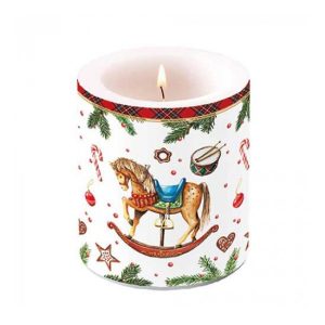 AMB.39320040 Classic rocking horse white átvilágítós gyertya 10x10xcm