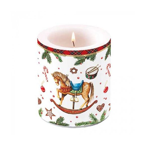 AMB.39320040 Classic rocking horse white átvilágítós gyertya 10x10xcm