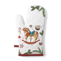   AMB.36420040 Classic rocking horse white edényfogó kesztyű 18x30cm, 100% pamut
