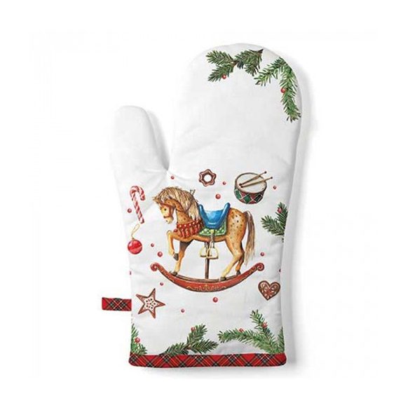 AMB.36420040 Classic rocking horse white edényfogó kesztyű 18x30cm, 100% pamut