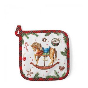 AMB.36520040 Classic rocking horse white edényalátét 20x20cm, 100% pamut