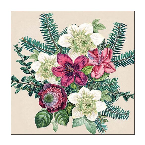 AMB.33318971 Azalea and helleborus cream papírszalvéta 33x33cm, 20db-os