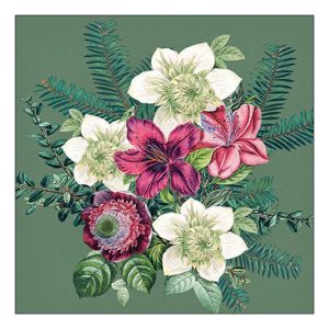 AMB.33318972 Azalea and helleborus green papírszalvéta 33x33cm, 20db-os