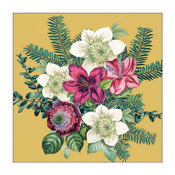 AMB.33318973 Azalea and helleborus gold papírszalvéta 33x33cm, 20db-os