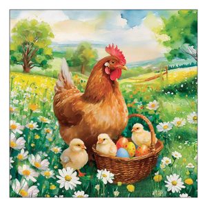 AMB.23319375 Easter chicks in meadow papírszalvéta 33x33cm,20db-os