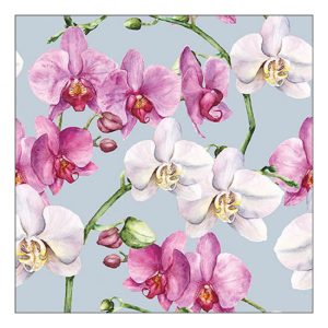 AMB.13319606 Elegant orchids blue papírszalvéta 33x33cm, 20db-os