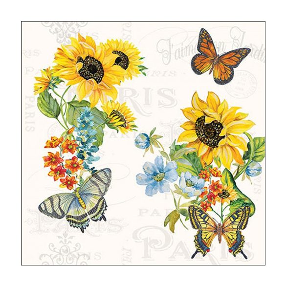AMB.13319655 Charming sunflowers papírszalvéta 33x33cm, 20db-os