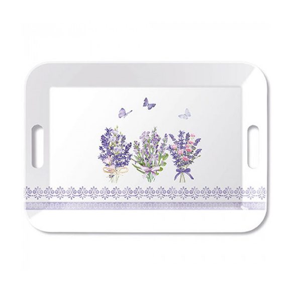 AMB.13919735 Lovely lavender white műanyag nagytálca 33x47cm