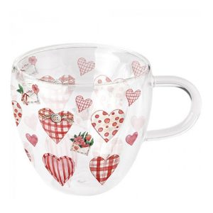 AMB.14419745 Lovely Hearts duplafalú borosilicate üvegcsésze 0,25l