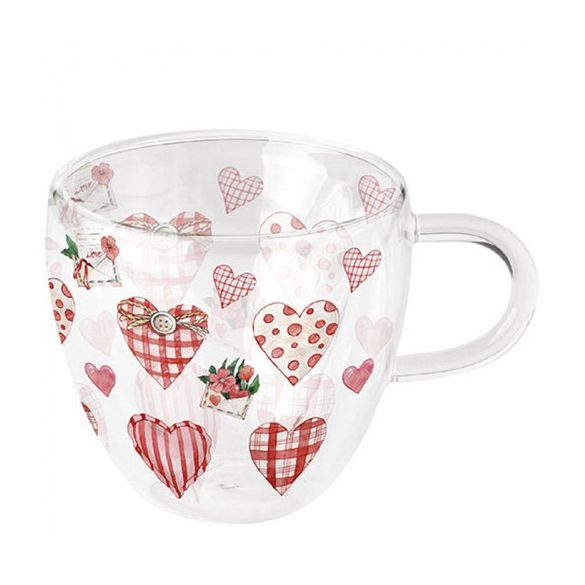 AMB.14419745 Lovely Hearts duplafalú borosilicate üvegcsésze 0,25l