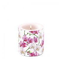   AMB.19219605 Elegant orchids white átvilágítós gyertya 8x7,5cm 