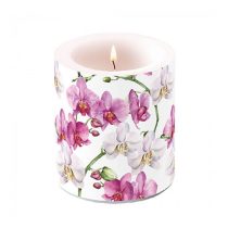   AMB.19319605 Elegant orchids white átvilágítós gyertya 10x10cm