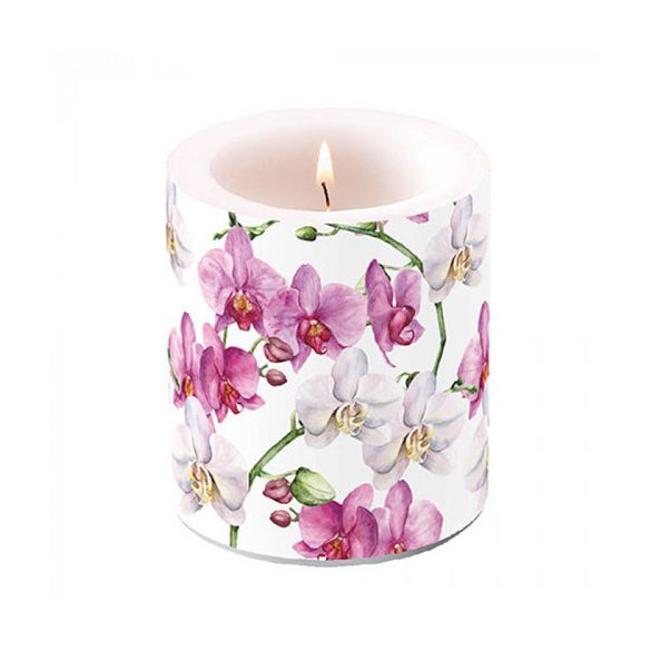 AMB.19319605 Elegant orchids white átvilágítós gyertya 10x10cm