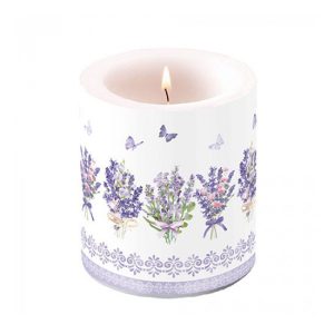AMB.19319735 Lovely lavender white átvilágítós gyertya 10x10cm