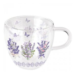 AMB.14419735 Lovely lavender white duplafalú borosilicate üvegcsésze 0,25l