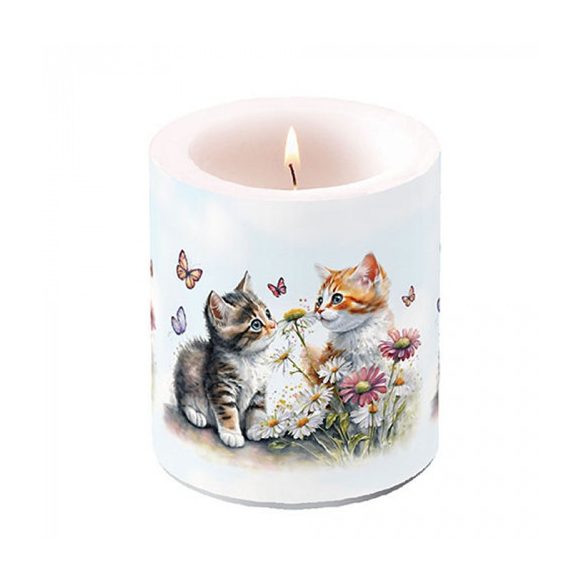 AMB.19319355 Kittens in flower field átvilágítós gyertya 10x10cm
