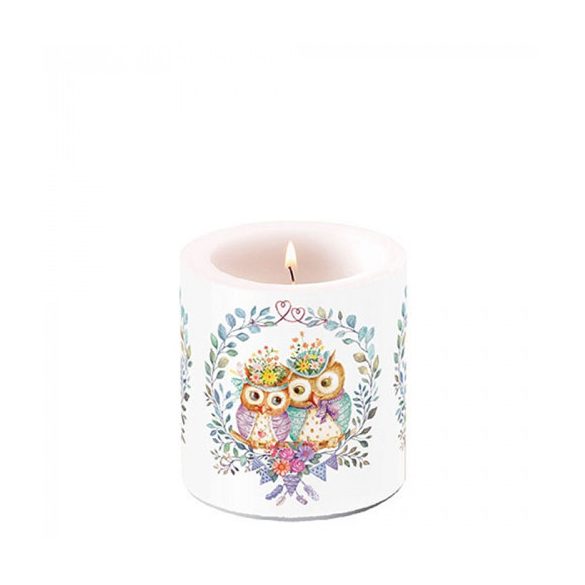AMB.19219405 Owl couple in love átvilágítós gyertya 8x7,5cm 