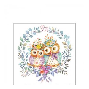 AMB.12519405 Owl couple in love papírszalvéta 25x25cm,20db-os