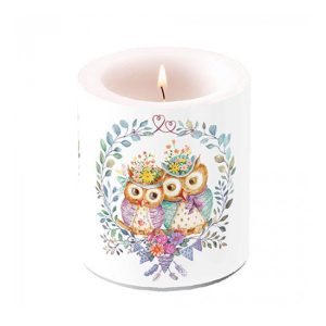 AMB.19319405 Owl couple in love átvilágítós gyertya 10x10cm