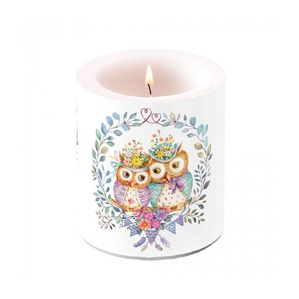 AMB.19319405 Owl couple in love átvilágítós gyertya 10x10cm
