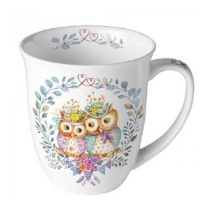 AMB.18419405 Owl couple in love porcelánbögre 0,4l