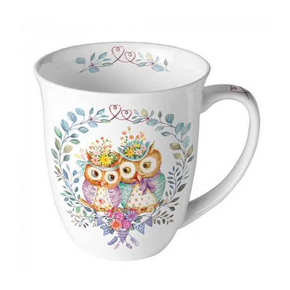 AMB.18419405 Owl couple in love porcelánbögre 0,4l