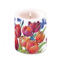 AMB.19319310 Tulips of joy átvilágítós gyertya 10x10cm