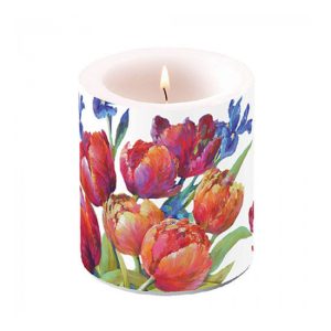 AMB.19319310 Tulips of joy átvilágítós gyertya 10x10cm
