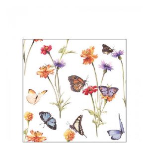 AMB.12519335 Butterfly garden white papírszalvéta 25x25cm,20db-os