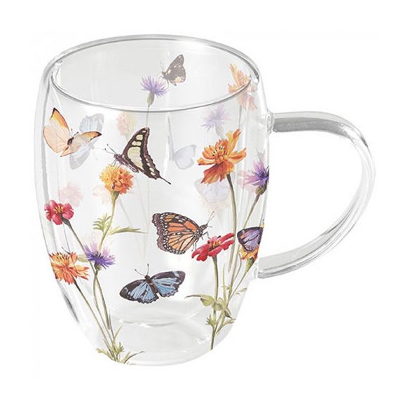 AMB.14219335 Butterfly garden white duplafalú borosilicate üvegbögre 0,35L