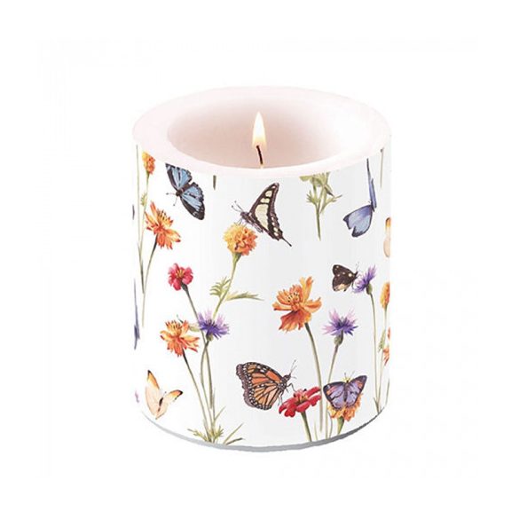 AMB.19319335 Butterfly garden white átvilágítós gyertya 10x10cm